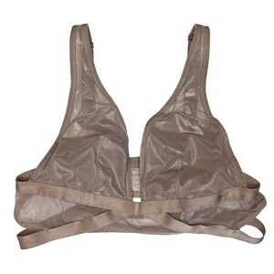 Victoria's Secret Sheer Mesh Bralette Women's Sz M Taupe Nude Wireless Soft Bra